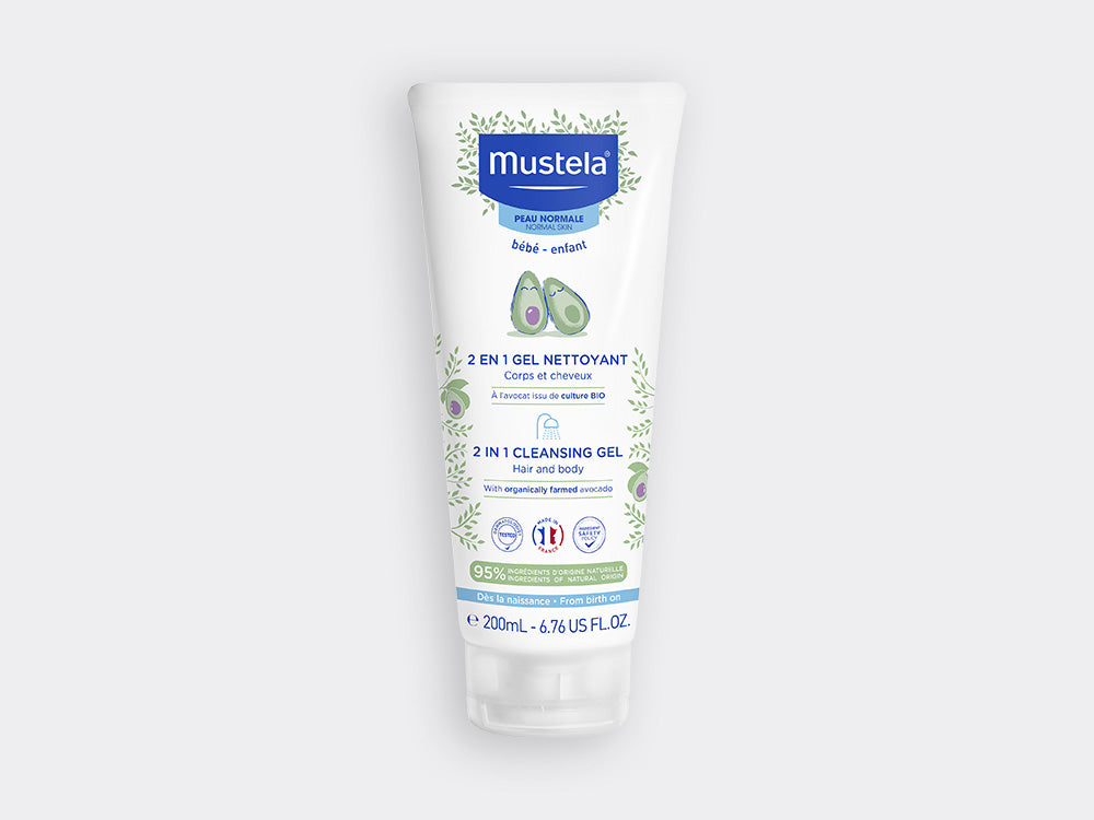 Gel Nettoyant 2 en 1 à l'avocat bio bébé enfant peau normale mustela
