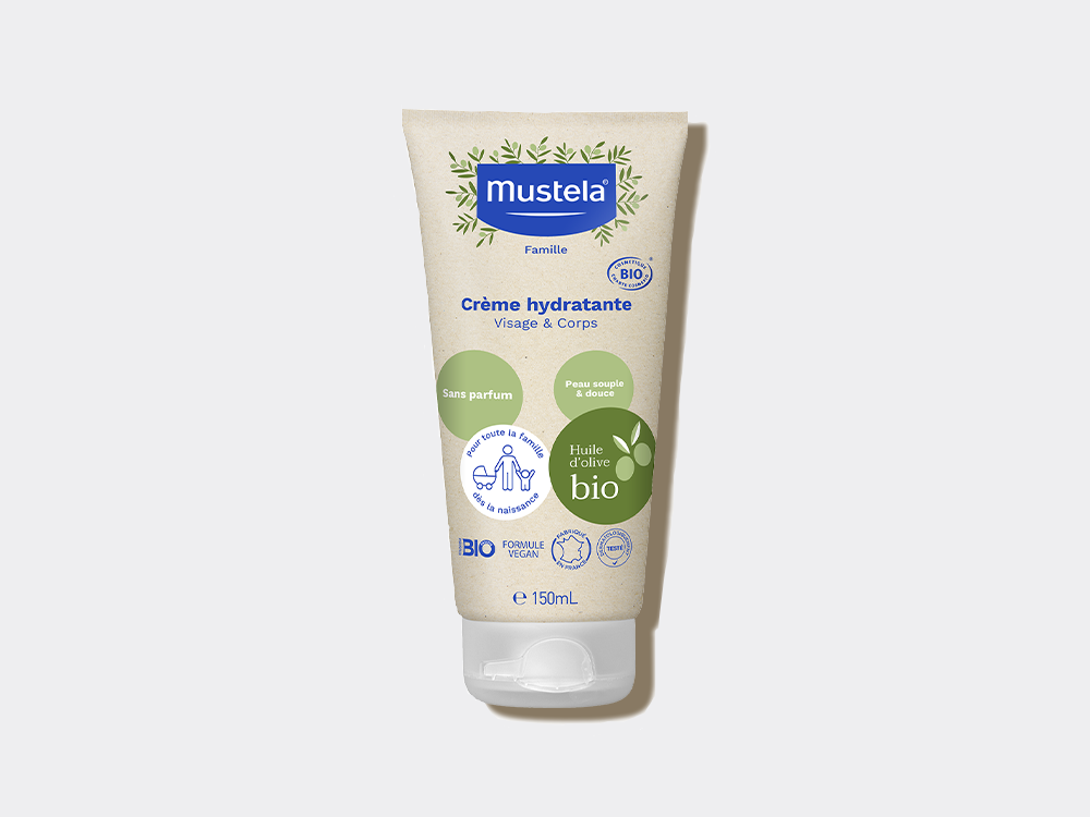 Creme hydratante 150ml tube famille bébé gamme bio mustela