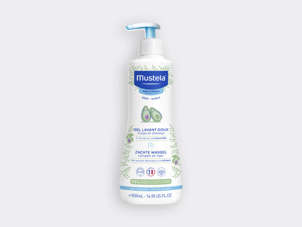 Gel lavant doux bébé enfants Mustela soins douche bain à l'avocat BIO