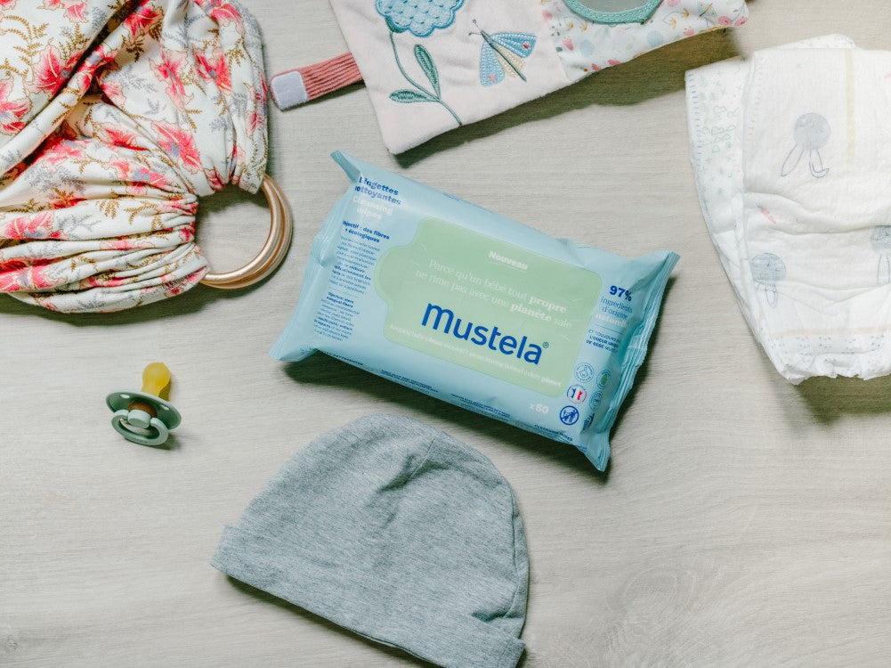 Mustela Bebe Enfant Kit Eco Lingette Contient 6 Lingette 10x10 + 4 Lingettes  12x12cm + Filet Lavage